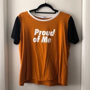 Zara black and mustard color Logo tee